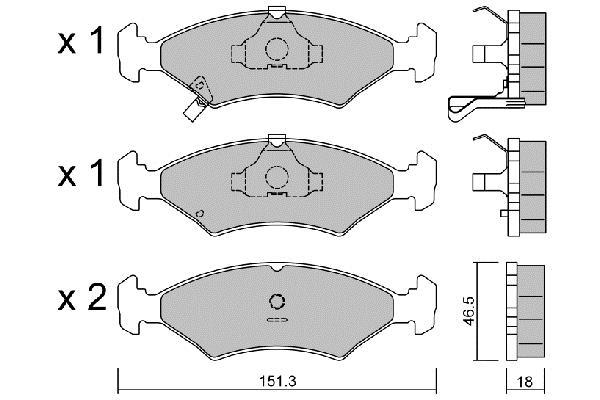Jeu de 4 plaquettes de frein AISIN ref. BPKI-1904